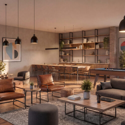 Student Hub Interior 3D Rendering